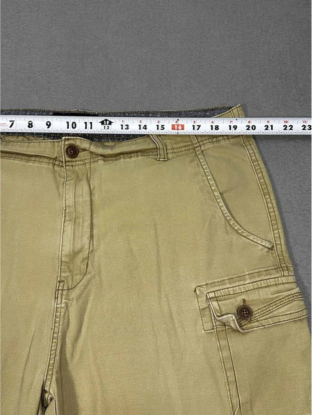 Iron Co Mens Cargo Casual Shorts Size 40 Khaki Beige Stretch Cotton Utilit